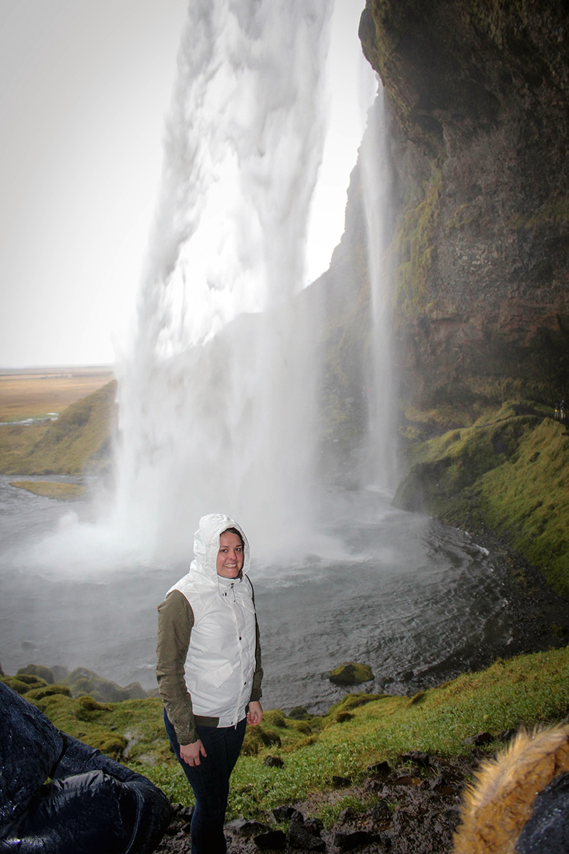 Barbara at Seljalandsfoss waterfall in Iceland