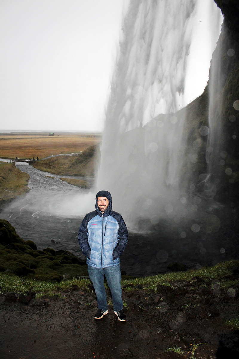 Mark at Seljalandsfoss waterfall in Iceland