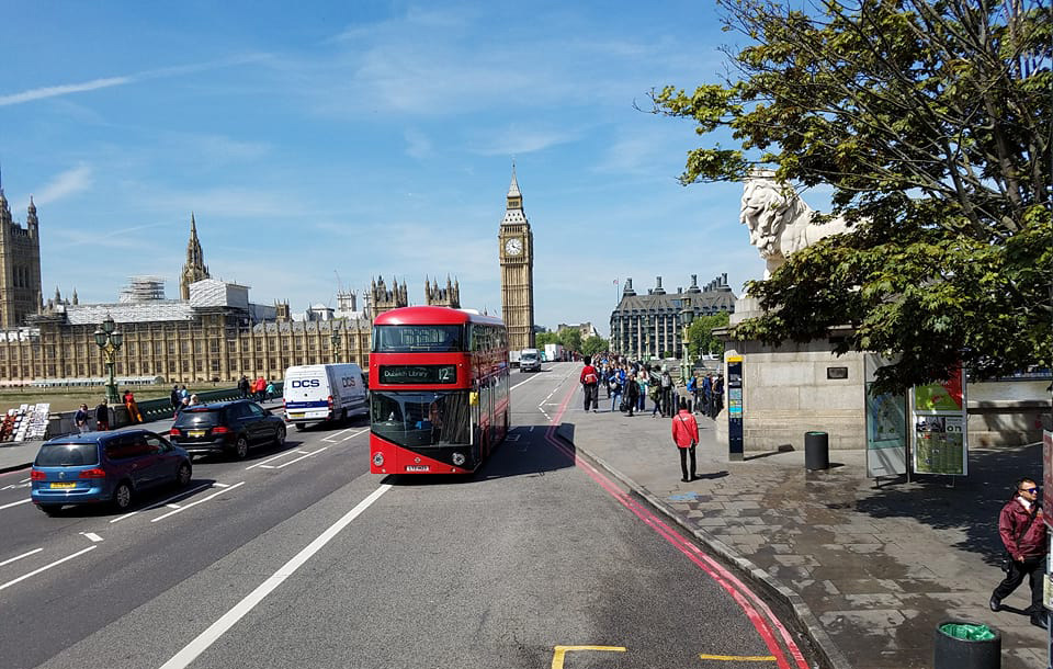 Red double decker bus in London