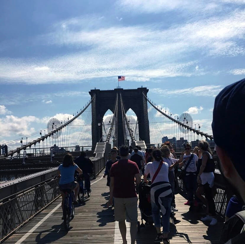 Walking over the Brooklyn Bridge