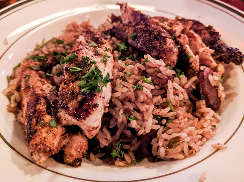 blackened chicken jambalaya at Pierre Maspero's