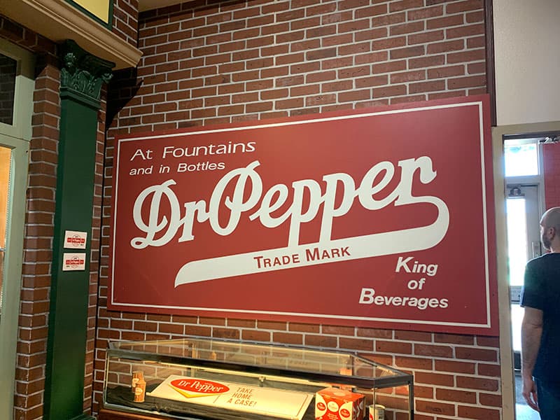 Old Dr. Pepper sign inside the Dr. Pepper Museum in Waco, TX