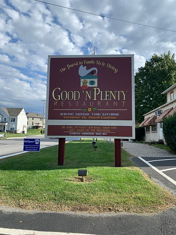 Good 'N Plenty restaurant in Lancaster county, PA