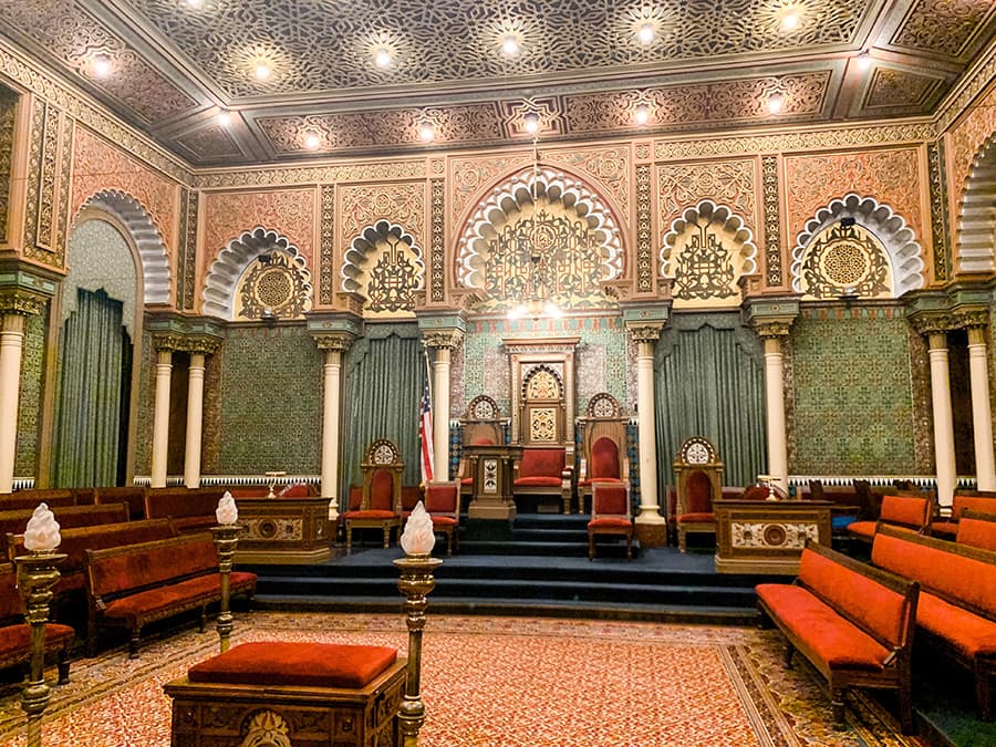 oriental hall inside the Masonic Temple in Philadelphia