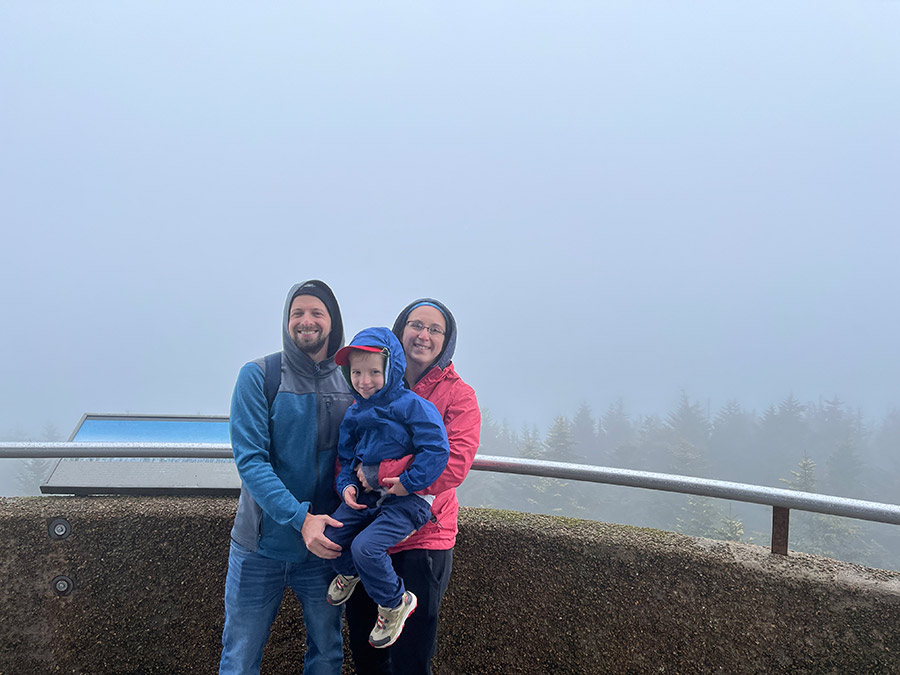 neil, sara, and connor at Clingman's dome