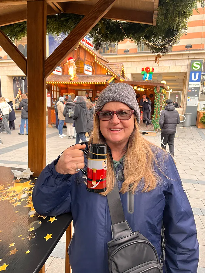 mom drinking mulled wine