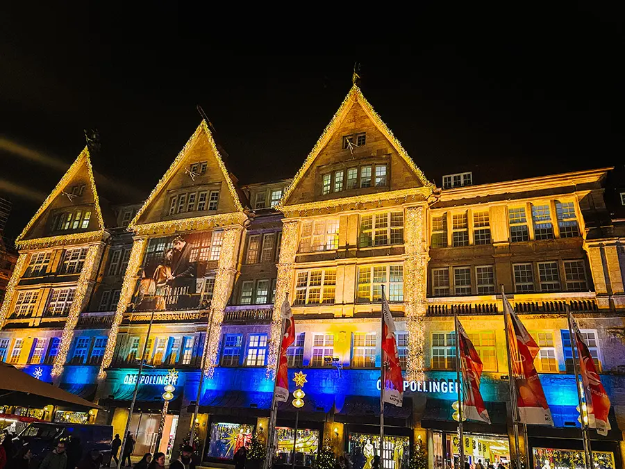 storefront in Munich decorated for Christmas