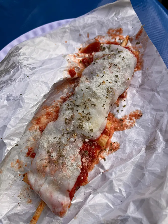 baked ziti on a stick at the Florida State Fair